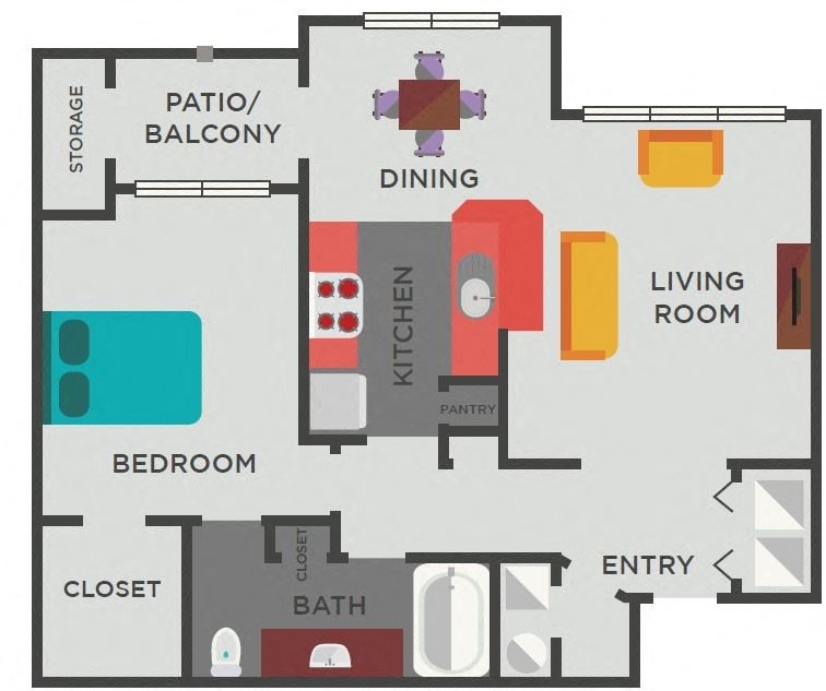 The Duluth (1x1) Floor Plan 3